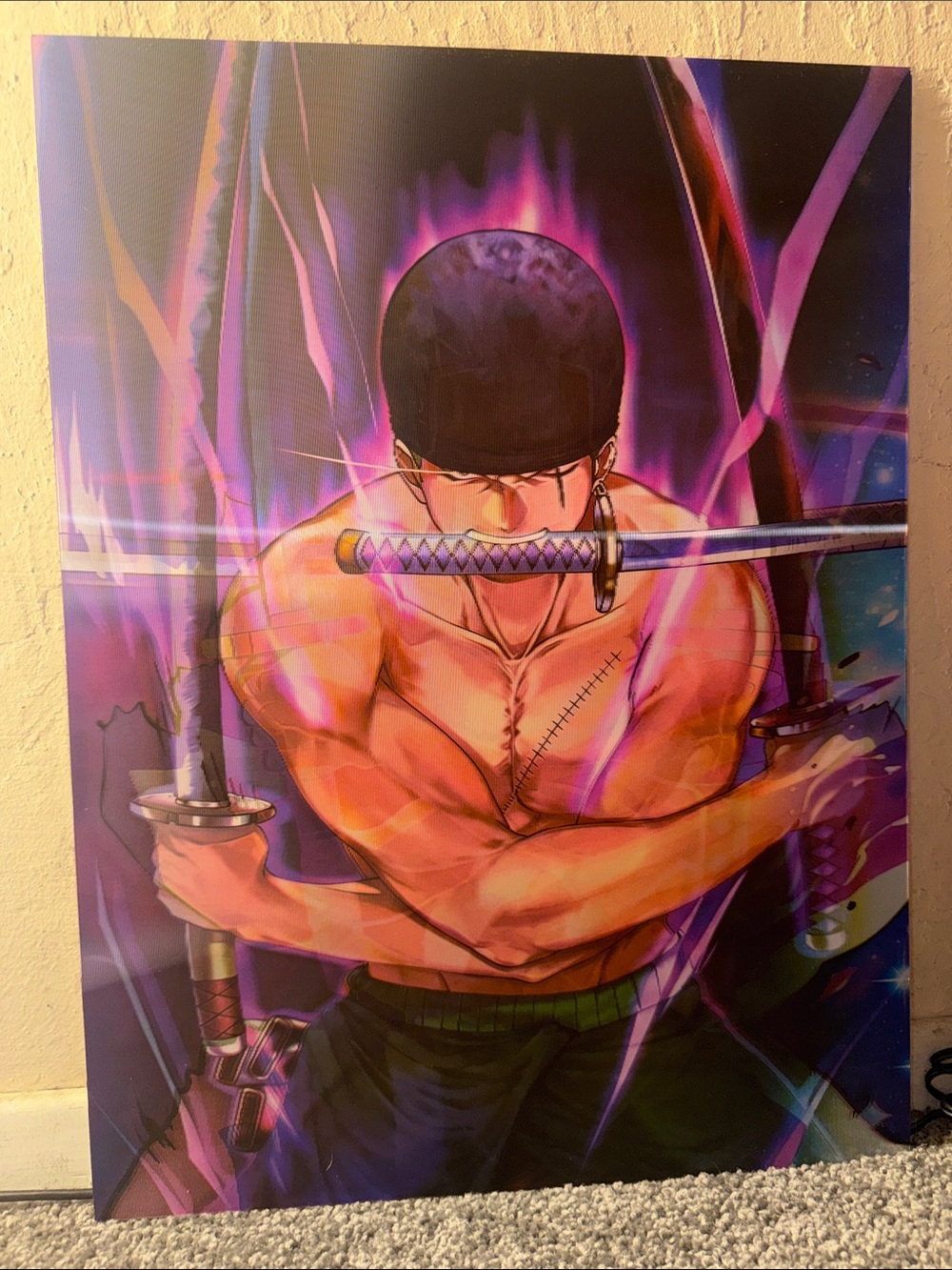 Roronoa Zoro One Piece Holographic 3D Poster Wall Art